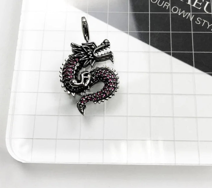 925 Sterling Silver Red Dragon Winter Pendant Ethnic Jewelry