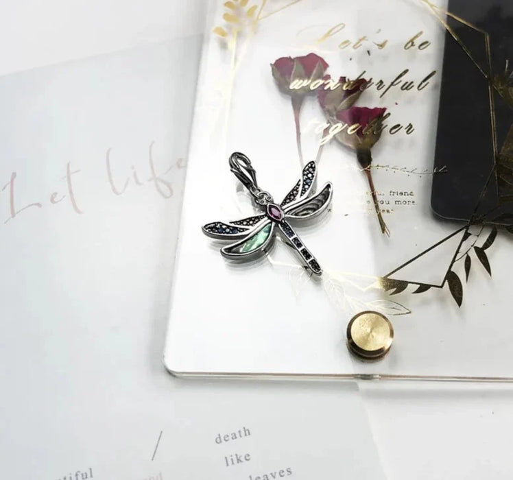 925 Sterling Silver Dragonfly & Sun Charm Necklace Boho Jewelry For Women / Girl