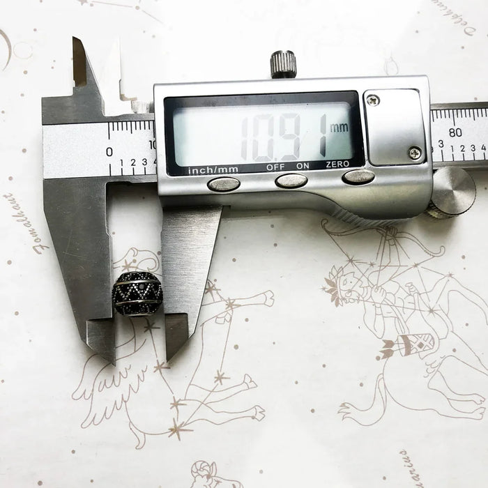 925 Sterling Silver Micro Pave Black Zig Zag Bead Charm For Diy Jewelry Making , European Style Fashion Gift For Women