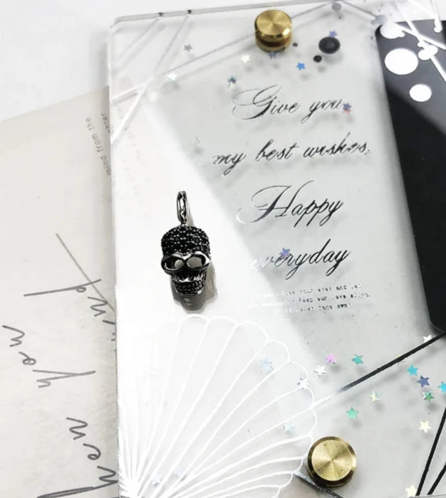 925 Sterling Silver Rebel Steel Skull Charm Necklace Fashion Jewelry Men And Women Pave Design