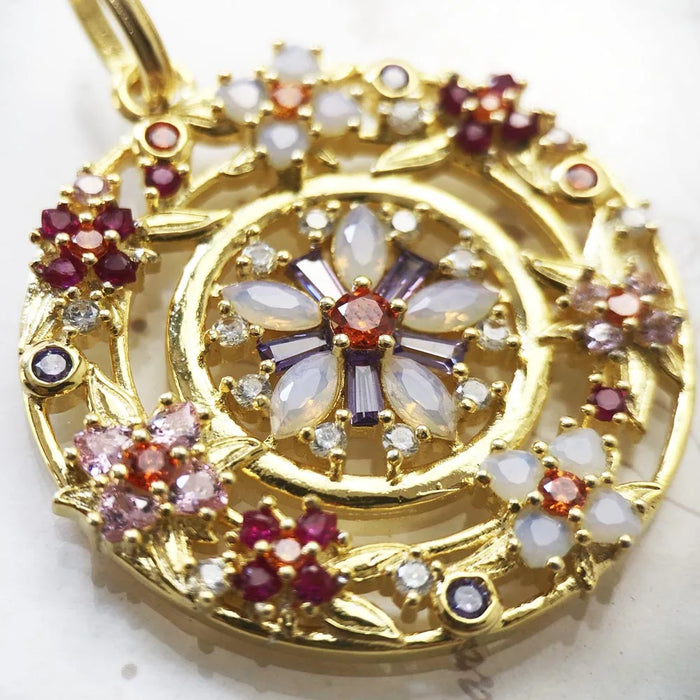 925 Sterling Silver Flower Amulet Pendant Gold Colour Joy & Happiness Gift For Women