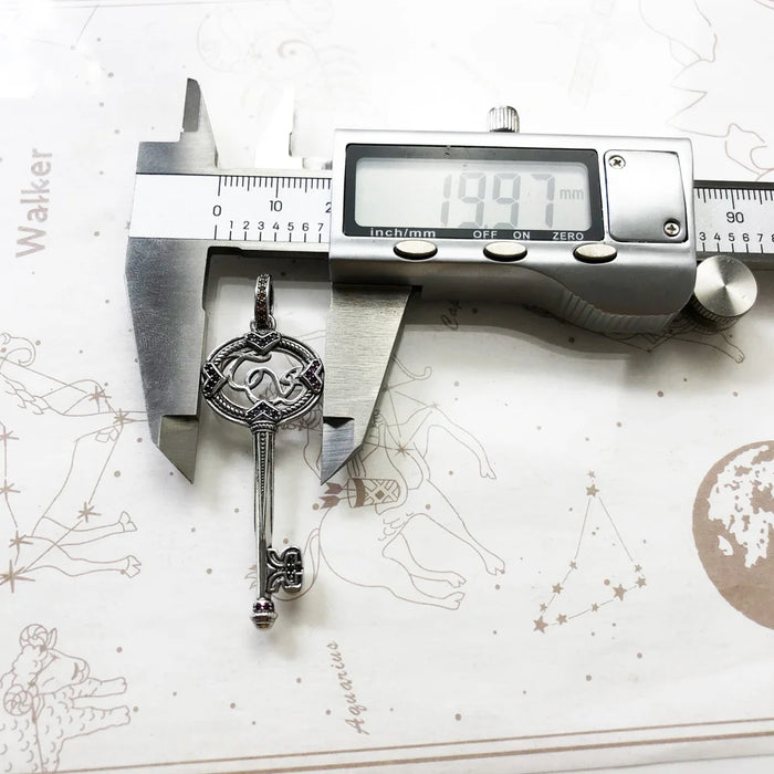 925 Sterling Silver Bohemian Key Pendant Richly Ornamented Fine Jewelry For Women & Men