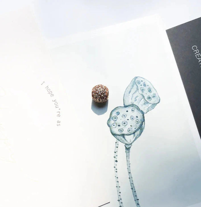 925 Sterling Silver Pink Pave Rose Gold Beads Charm Gift For Women