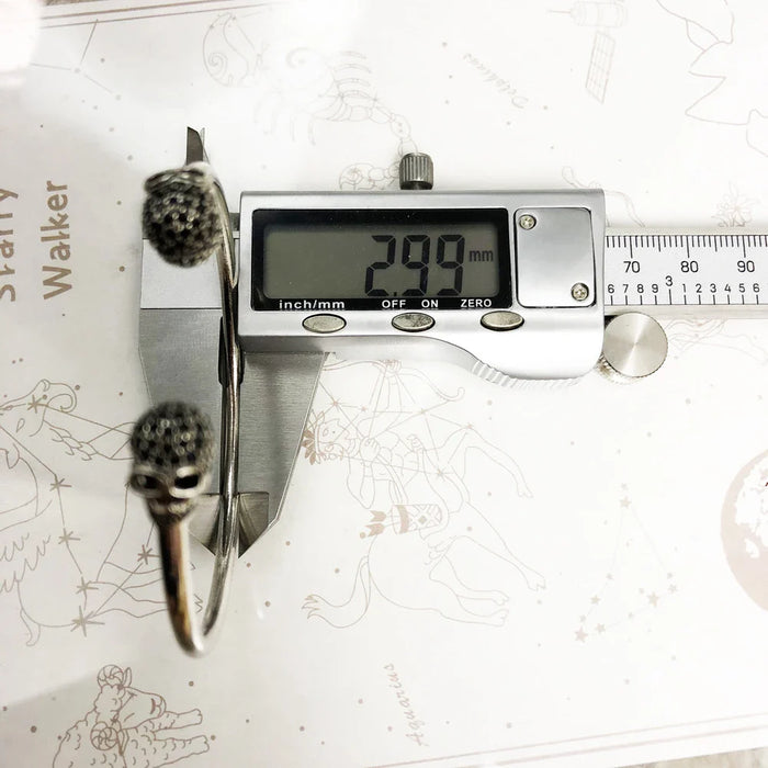 925 Sterling Silver Skull Pave Bracelet Rebel Fashion