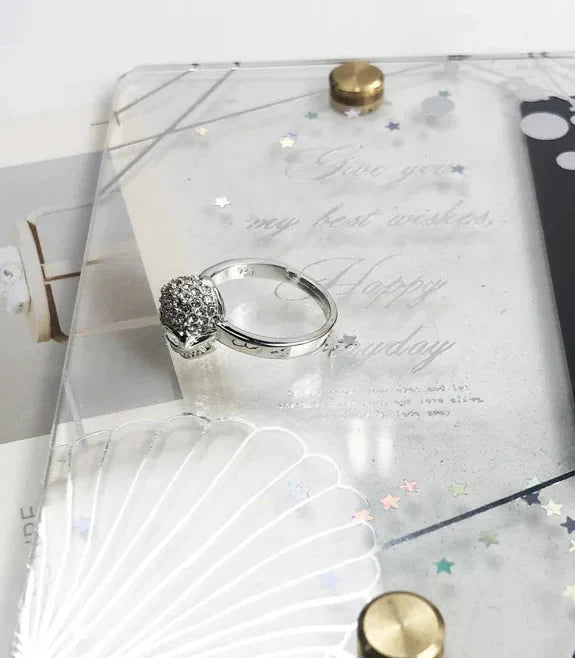 925 Sterling Silver White Pave Skull Ring Glam European Style Jewelry For Women