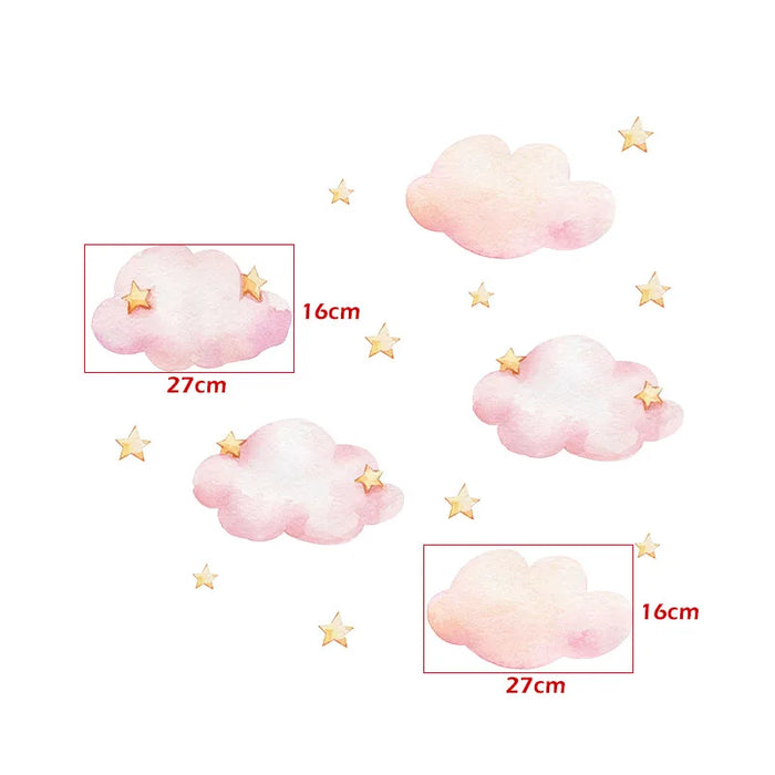Gold Moon And Stars Wall Stickers For Kids Room Decor