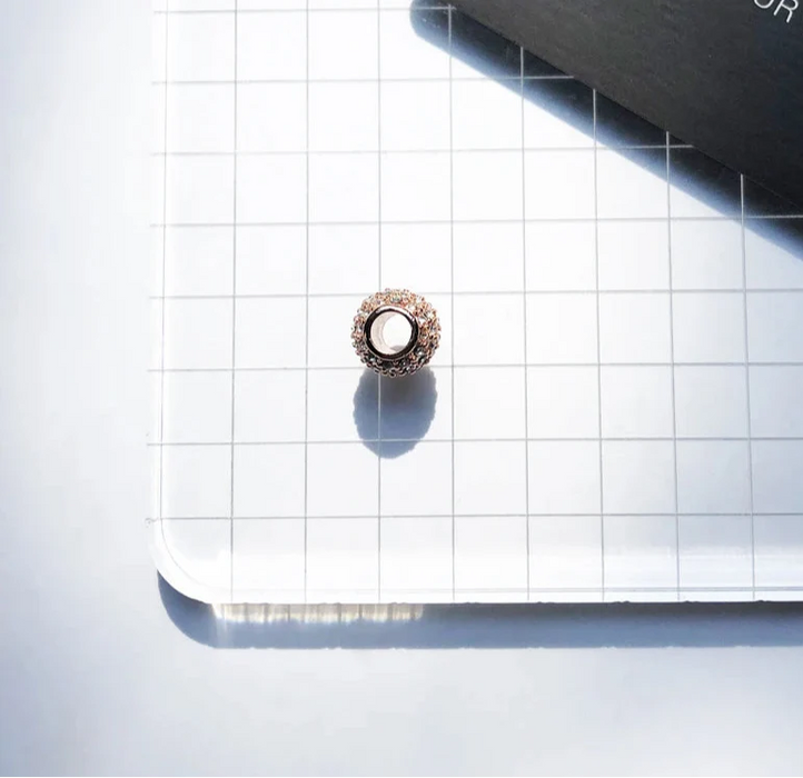 925 Sterling Silver Pink Pave Rose Gold Beads Charm Gift For Women