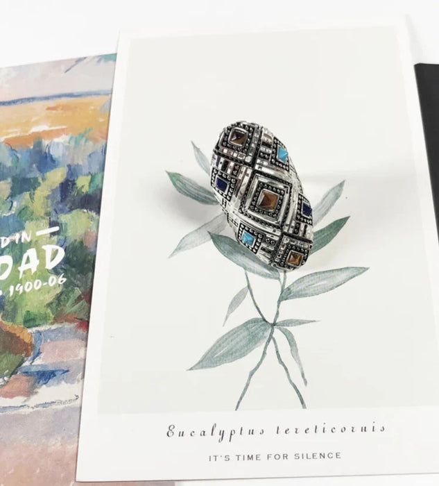 925 Sterling Silver Boho Ethnic Ring Europe Fashion For Women