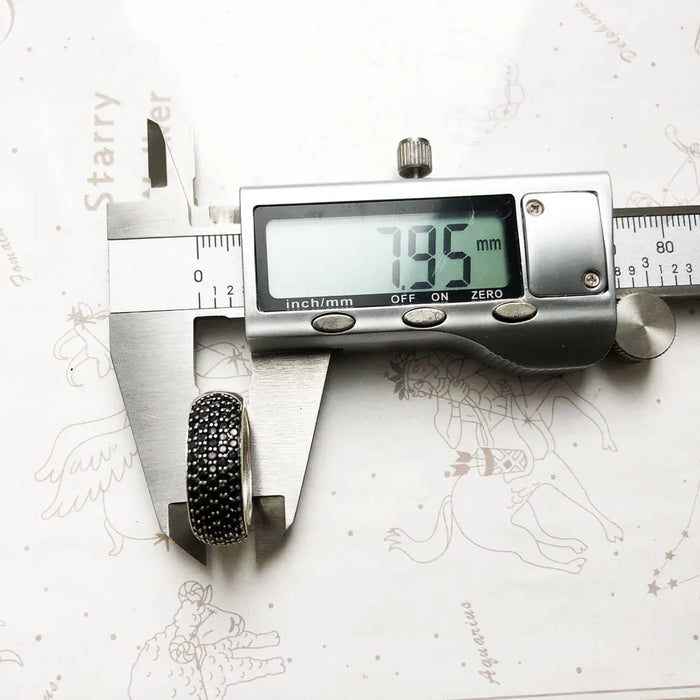 925 Sterling Silver Black Pave Band Ring Classic Europe Style Fine Jewelry For Men & Women