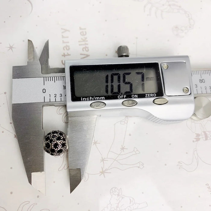 925 Sterling Silver Black Crushed Beads European Charm Accessory