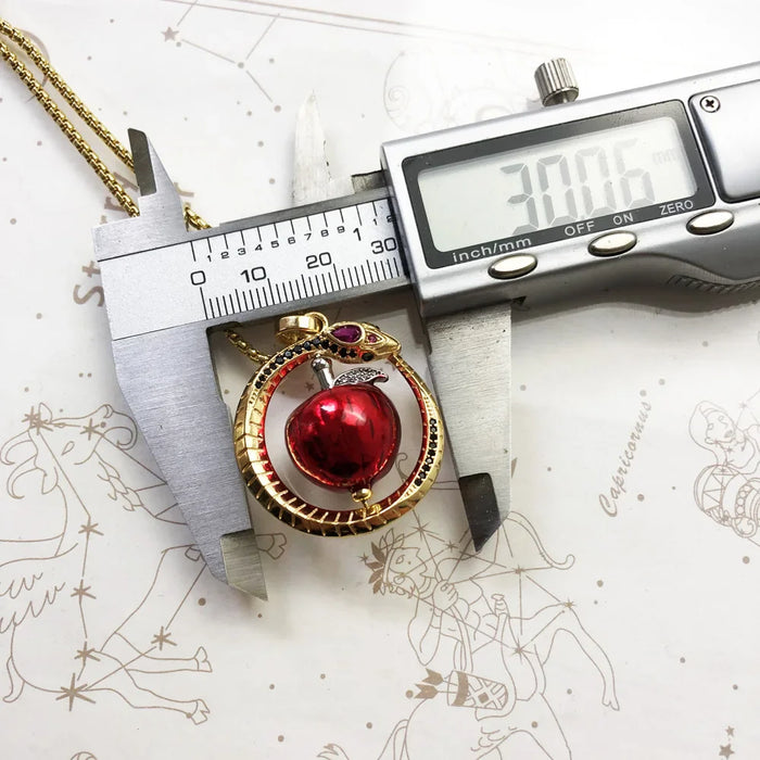 925 Sterling Silver Snake Necklace With Apple Charm Romantic Gift For Women