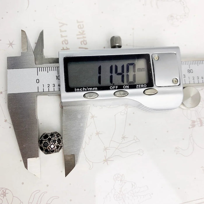 925 Sterling Silver Black Crushed Beads European Charm Accessory