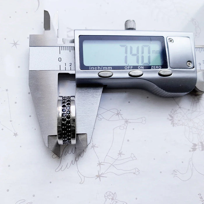 925 Sterling Silver Classic Black Zirconia Band Ring Europe Style Fine Jewelry Men & Women