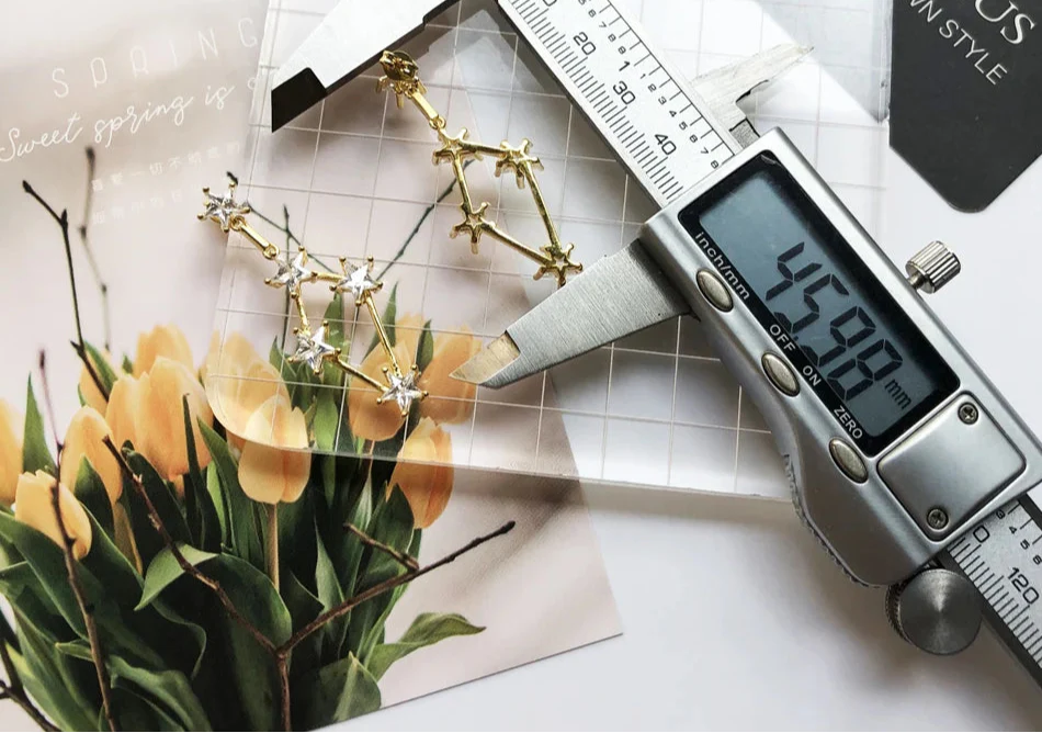 925 Sterling Silver Sparkling Star Drop Earrings Fine Statement Jewelry For Women