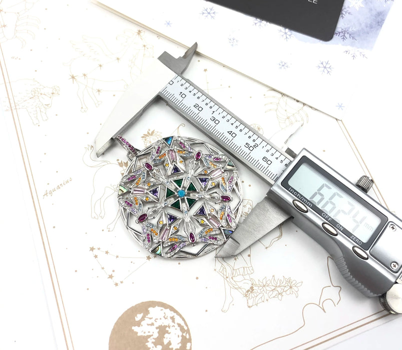 925 Sterling Silver Dragonfly Kaleidoscope Pendant Magic Garden Amulet For Women