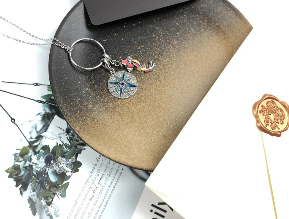 925 Sterling Silver Charm Necklace Koi Fish & Star Design Fashion Jewelry For Women & Girls