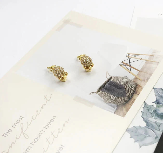 925 Sterling Silver Skull Stud Earrings Rebel Street Style Gift