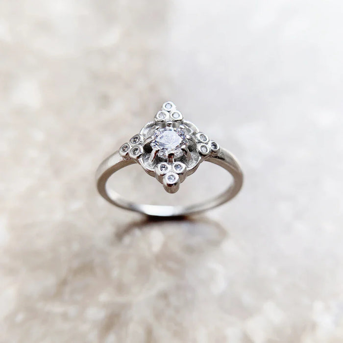 925 Sterling Silver White Ring Royalty Boho For Women