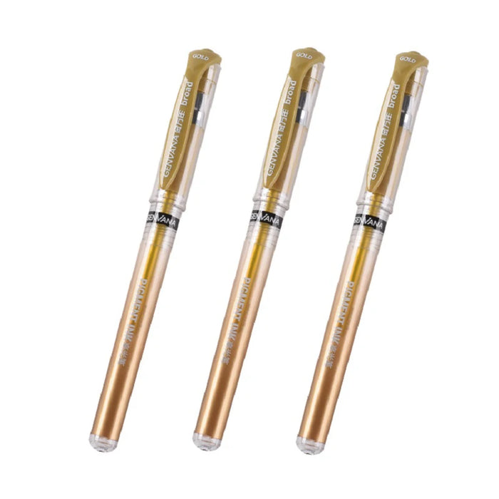 3 Piece Waterproof Gel Pen Set: White Gold Silver