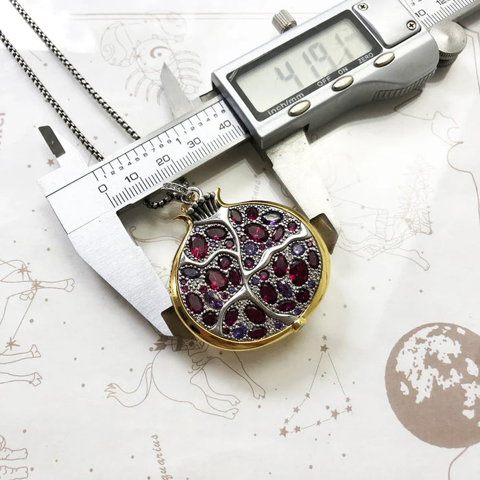 925 Sterling Silver Pomegranate Chain Necklace Fine Jewelry For Women