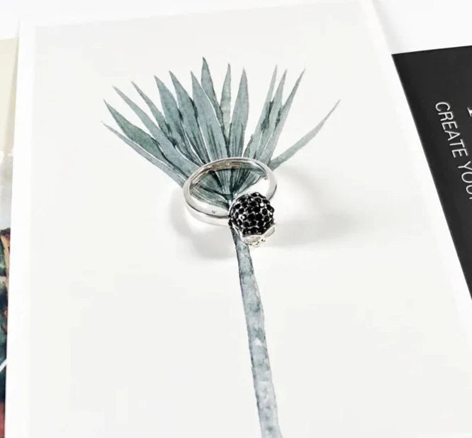 925 Sterling Silver Rebel Street Black Skull Ring Fine Punk Jewelry For Women Autumn