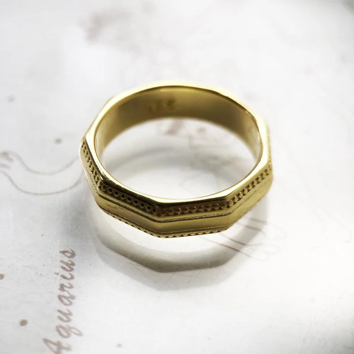 925 Sterling Silver Modern Couples' Ring In Angular Gold For Autumn