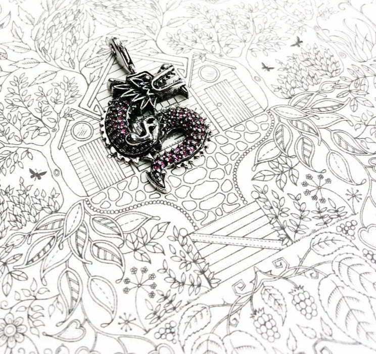 925 Sterling Silver Red Dragon Winter Pendant Ethnic Jewelry