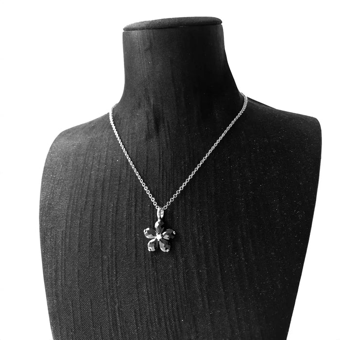 925 Sterling Silver Romantic Gift Black Petals Flower Necklace
