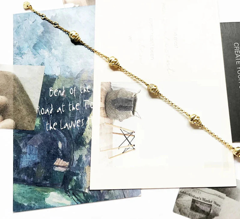 925 Sterling Silver 5 Skulls Gold Bracelet Chain For Women