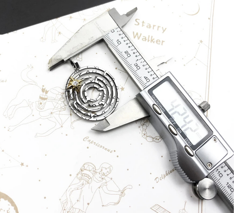 925 Sterling Silver Labyrinth Pendant With Movable Golden Star Lucky Fine Jewelry For Women
