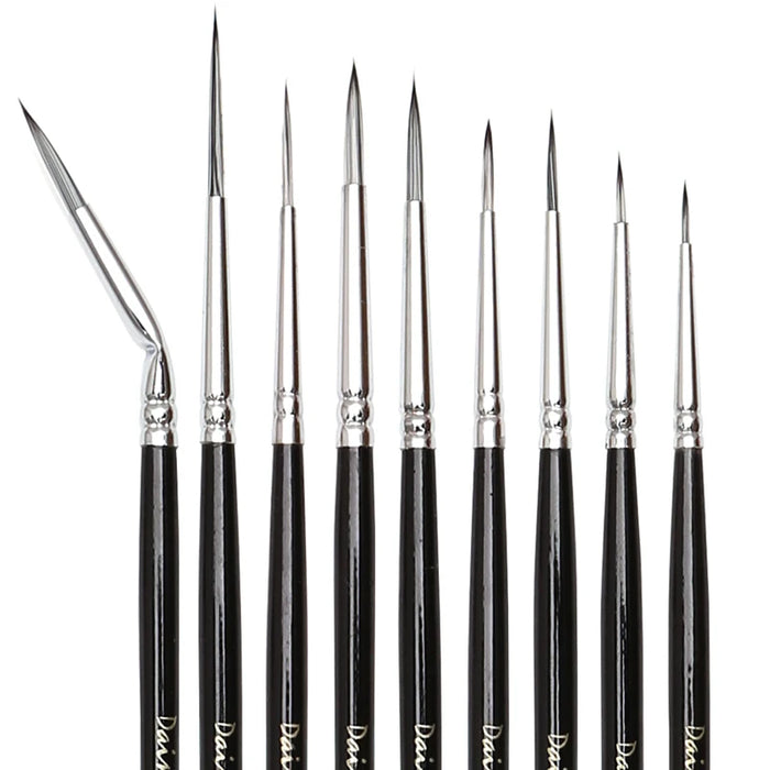 9 Piece Fine Detail Paint Brush Set For Watercolour Acrylic Airplane Kits Face Nails