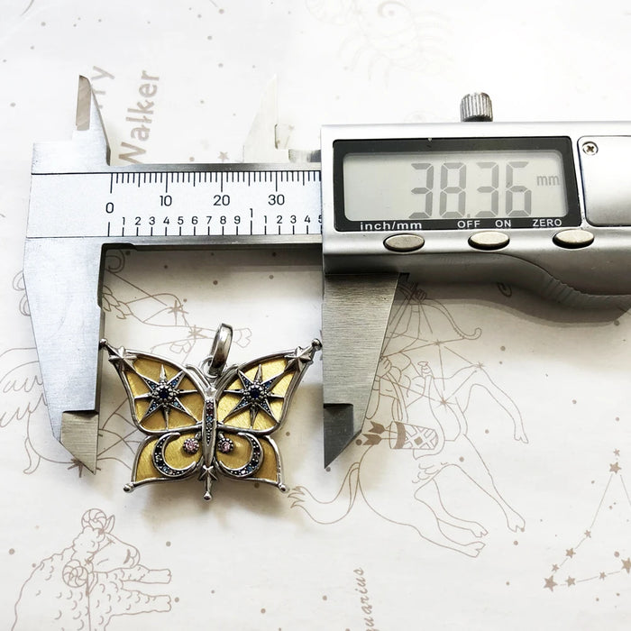 925 Sterling Silver Bohemia Butterfly Pendant Bicolour Summer Jewelry For Women