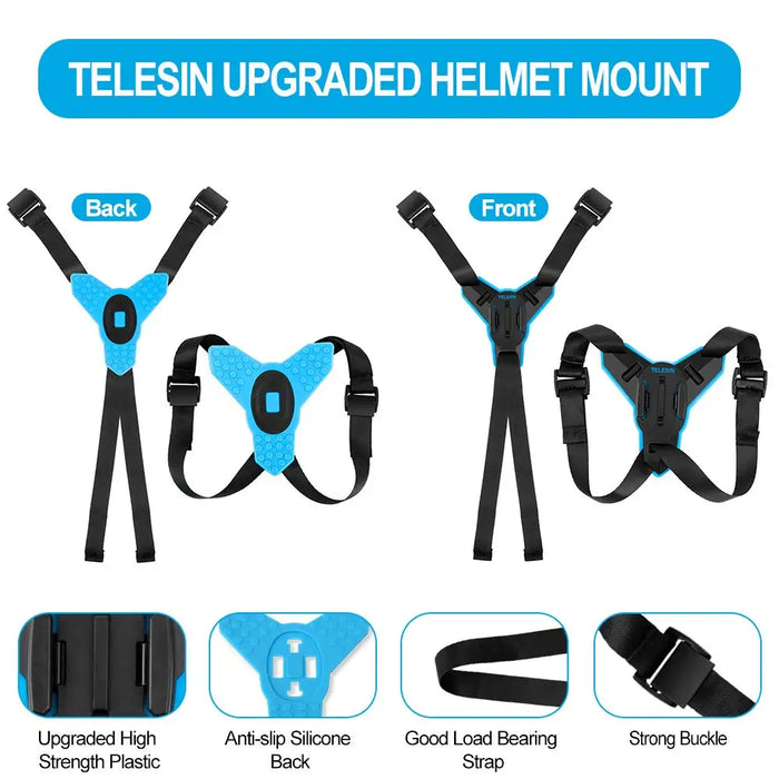 Universal Helmet Mount For Gopro Insta360 Dji Osmo Action Strap Holder For Motorcycle Fits Hero 13-7 Black Accessories