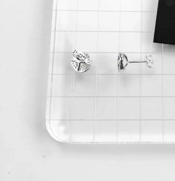 925 Sterling Silver Light Blue Stud Earrings Fine Crystal Gift