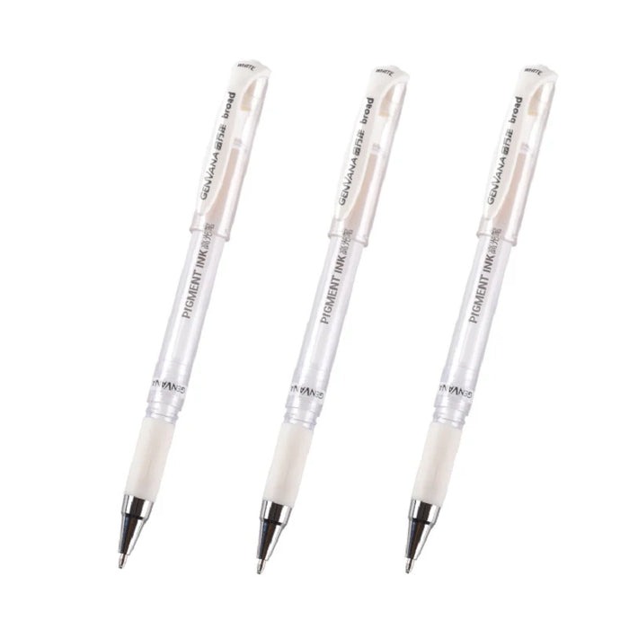3 Piece Waterproof Gel Pen Set: White Gold Silver