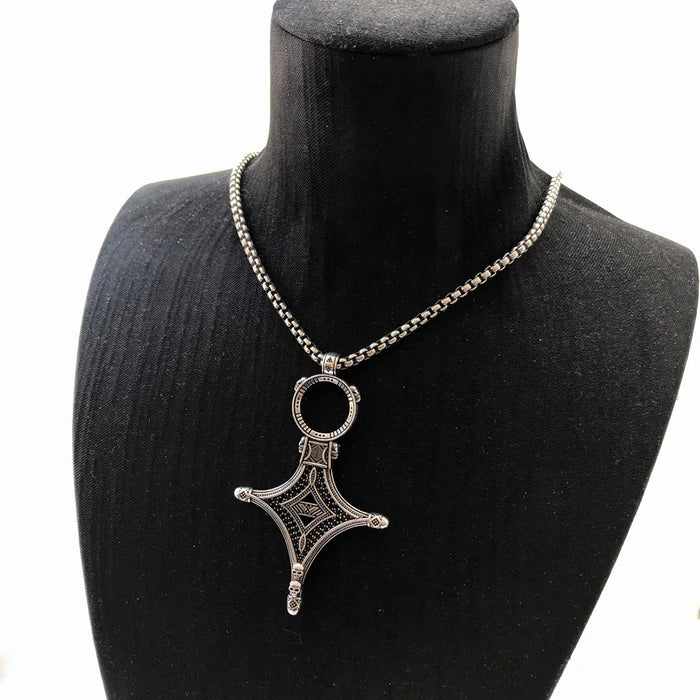 925 Sterling Silver Traditional Rebel Ethno Cross Necklace Strand Jewelry For Men And Women
