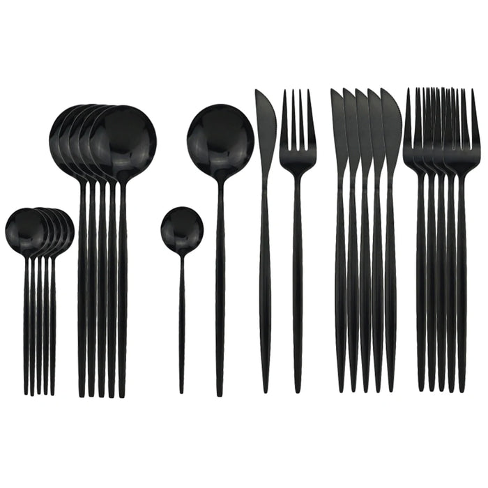 24 Piece Stainless Steel Cutlery Set For Dining Dishwasher Safe