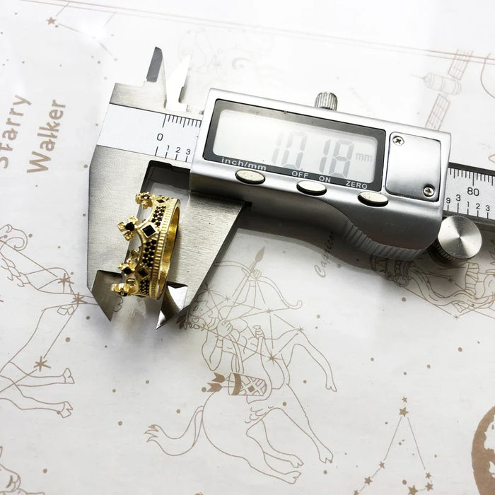 925 Sterling Silver Vintage Golden Crown Ring Men / Women Europe Jewelry