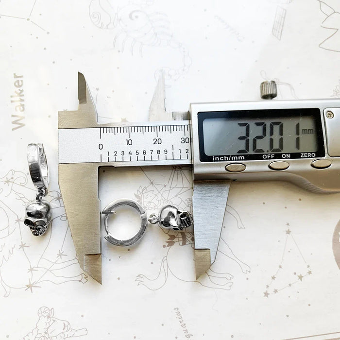 925 Sterling Silver Skull Hinged Hoop Earrings Fine Jewelry For Men And Women