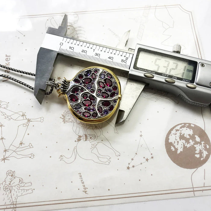 925 Sterling Silver Pomegranate Chain Necklace Fine Jewelry For Women