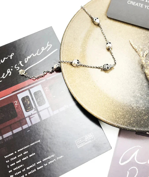 925 Sterling Silver Exquisite Feminine Skulls Bracelets Rebel For Women