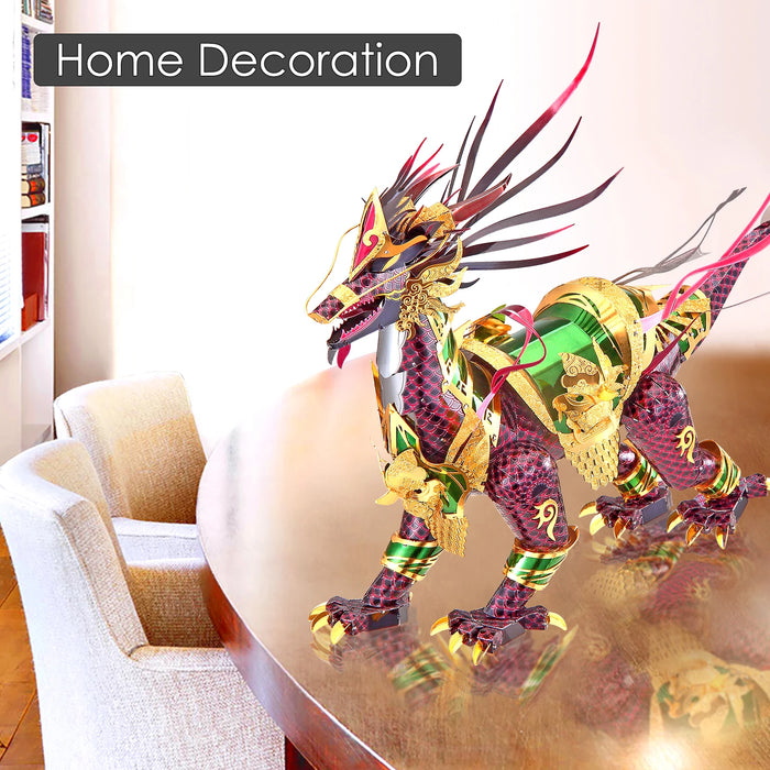 3D Metal Puzzle Model Building Kit Auspicious Kirin Jigsaw Toy For Adults