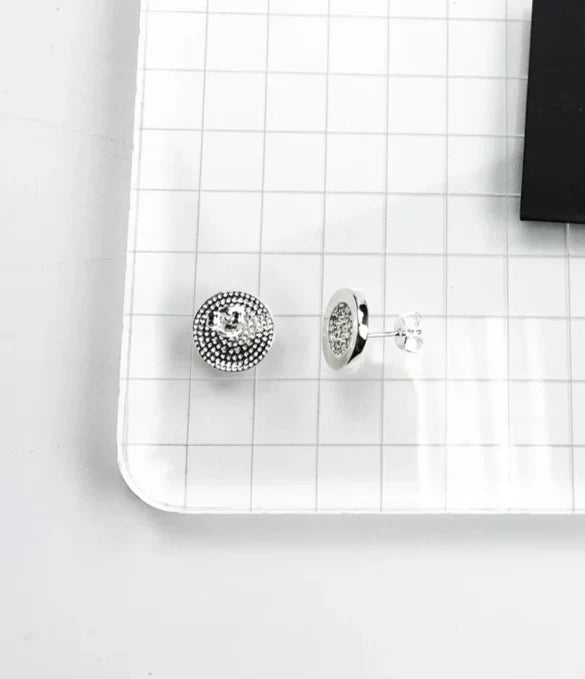 925 Sterling Silver Round Stud Earrings Glam Gift For Women