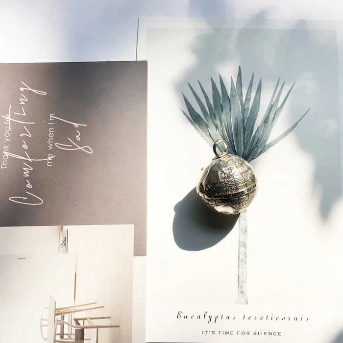 925 Sterling Silver Gray Globe Pendant Fashion Necklace For Men & Women