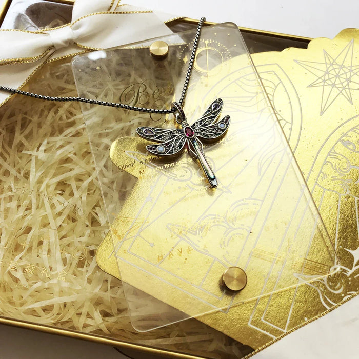 925 Sterling Silver Dragonfly Pendant Necklace Colourful Chain Fine Jewelry For Women