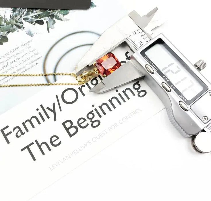 925 Sterling Silver Square Stone Charm Necklace Autumn Fine Jewelry For Women