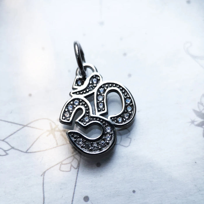 925 Sterling Silver Vintage Om Mani Padme Hum Pendant Yoga Jewelry Gift