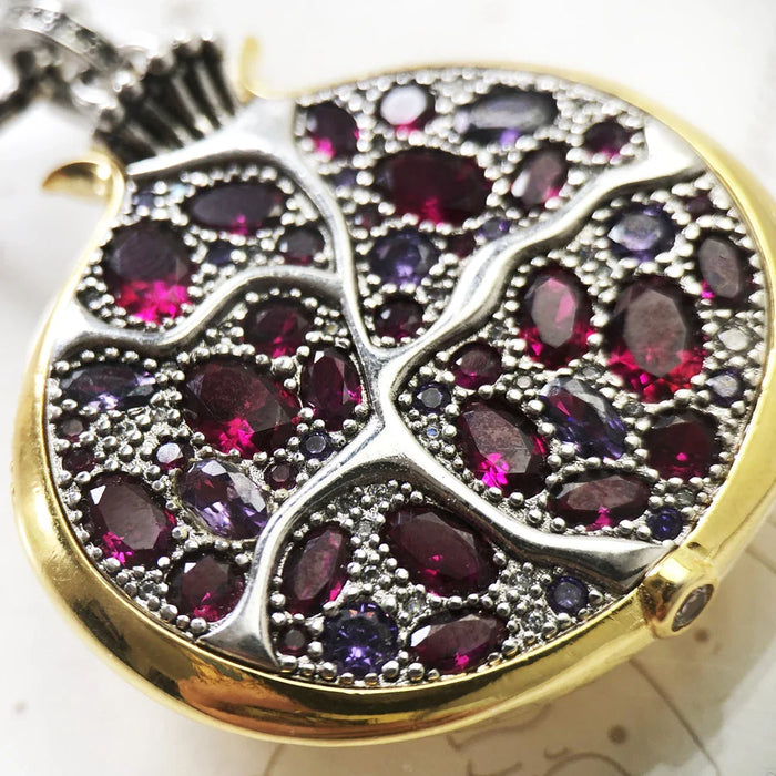 925 Sterling Silver Pomegranate Chain Necklace Fine Jewelry For Women