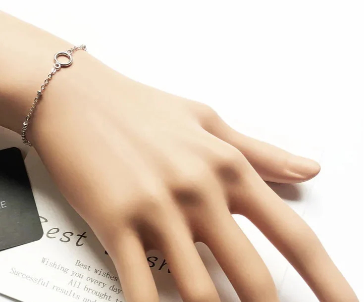 925 Sterling Silver Adjustable Fine Bracelet With Filigree Charm And Round Eyelets European Jewelry For Women