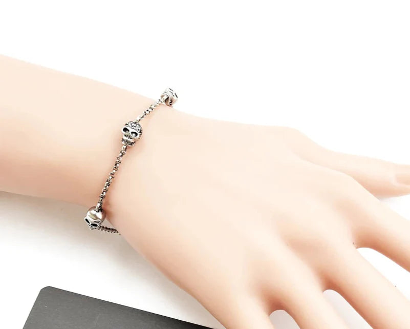 925 Sterling Silver Exquisite Feminine Skulls Bracelets Rebel For Women
